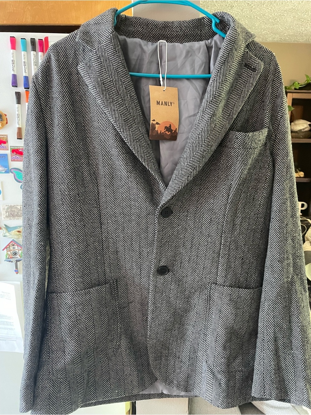MANLY Herringbone Knit Blazer - Gray